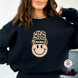 Smiley face with Leopard MAMA beanie